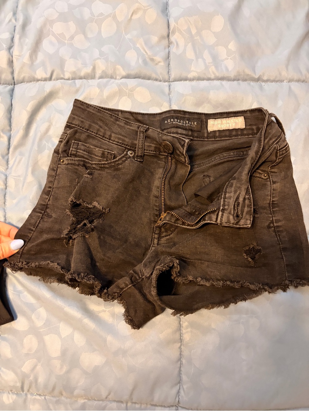 Aeropostale Black Distressed Denim Cutoff Shorts